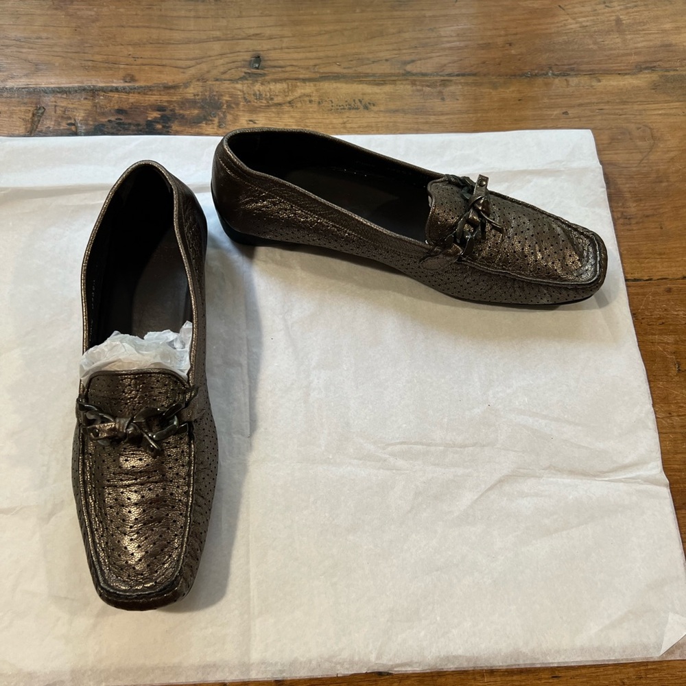 Stuart Weitzman Great Condition Pewter Loafer - image 2